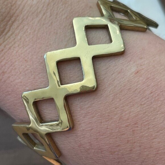 Rustic Cuff Gold-Tone Open Diamond Shaped Cuff Bracelet - Picture 7 of 9